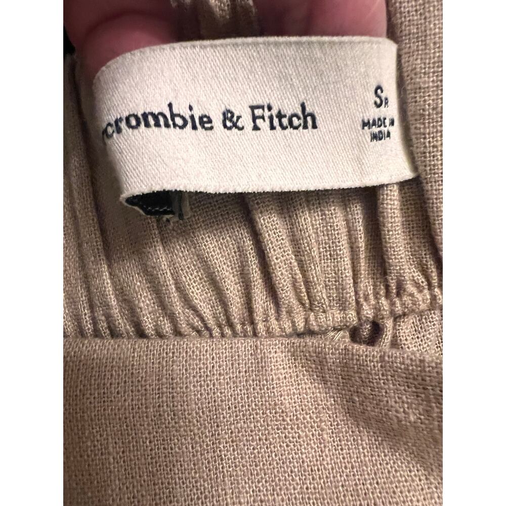 Abercrombie & Fitch Linen Blend Wide Leg Pull on Pants Small Beige Career Resort - Picture 4 of 9